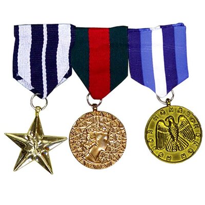 Pack Of Three Military Army Veteran Medals Fancy Dress Costume