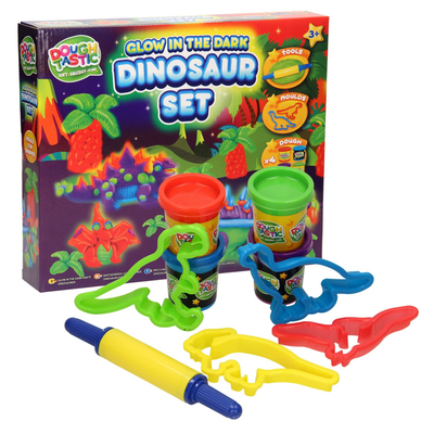 Glow In The Dark Dinosaur Shapes Dough Modelling Play Set