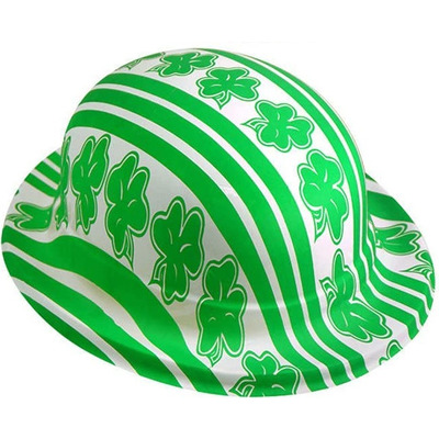 Green Irish Shamrock Ireland St Patricks Day Plastic Bowler Hats - Six