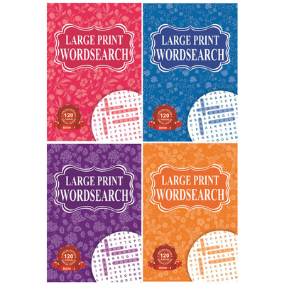 Set of FOUR Large Print A5 Size Word Search Puzzle Books