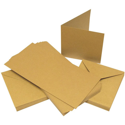 Pack Of 50 6"x6" Blank Kraft Greeting Cards & Envelopes