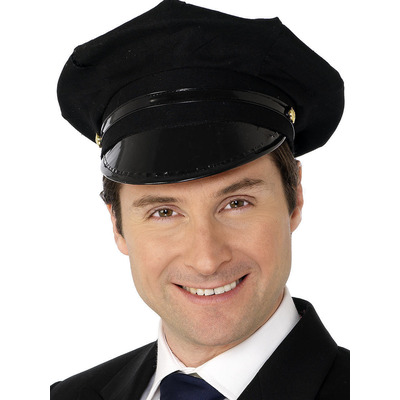 Adult Black Chauffeur Limo Driver Hat Fancy Dress - One Size Fits All