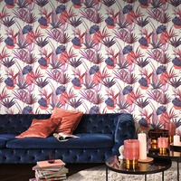Image of Barbara Home Palm Leaf Wallpaper Pink Rasch 536430