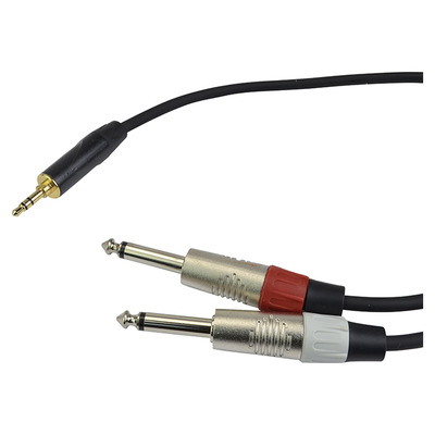 2 x Mono &#172;" Jack to 3.5mm Stereo Jack Cable Black - 1.5M