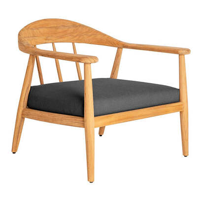 Alexander Rose Dana Teak Wood Lounge Chair, Kvadrat Stormk