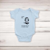 Thanks Mum Babygrow – Blue, 6-12 Months