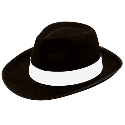 Adult Black Trilby Fedora Gangster Al Capone Style Hat - TEN HATS