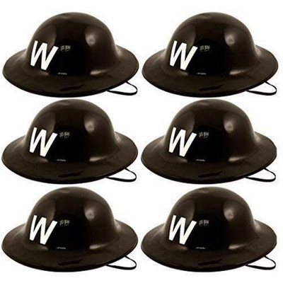 6 x WW2 Black Plastic Dad’s Army Air Raid Warden Helmets