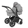 Image of Ickle Bubba Stomp Luxe All in One i-Size Travel System with ISOFIX Base (Frame: Black, Fabric Colour: Pearl Grey, Handle Bars: Black)