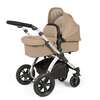 Image of Ickle Bubba Stomp Luxe All in One i-Size Travel System with ISOFIX Base (Frame: Silver, Fabric Colour: Desert, Handle Bars: Black)