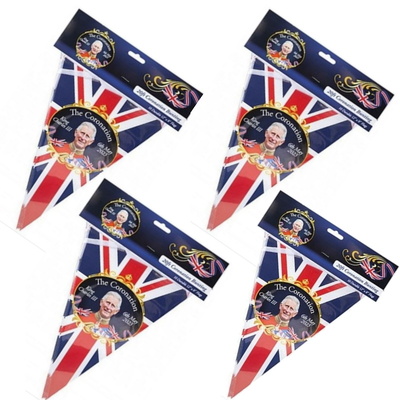 20ft King Charles Coronation Triangle Union Jack Bunting - FOUR PACKS (80FT)