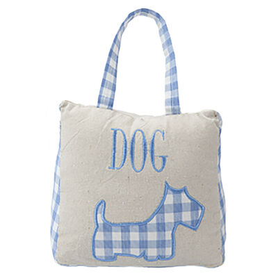 1.2kg Fabric Gingham Home Weighted Door Stop - Dog