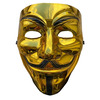 Anonymous Hacker V For Vendetta Guy Fawkes Halloween Face Masks - Gold - Six
