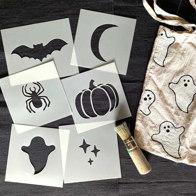 Set of 6 Halloween Craft Stencils