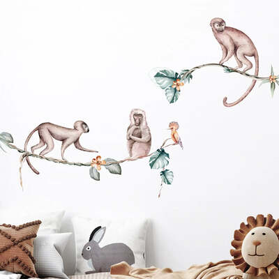 Monkey Wall Decal Set - Small - 4 monkeys