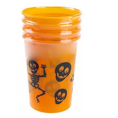 Halloween Reusable 8oz Plastic Cups - Choose Amount & Colour - 12 X ORANGE CUPS