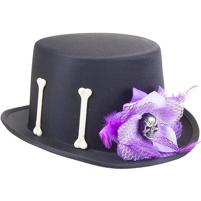 Adult Voodoo Bone Top Hat Halloween Fancy Dress Costume