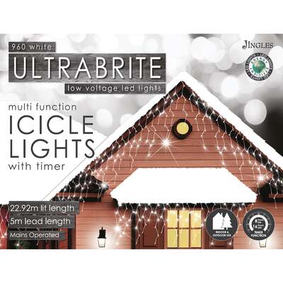 White LED Multi-Function Christmas Icicle Lights - 480, 720, 960, 480 LEDs