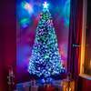 2ft - 7ft Green Fibre Optic Christmas Tree with Multi Coloured Fibre Optic Lights, 6FT