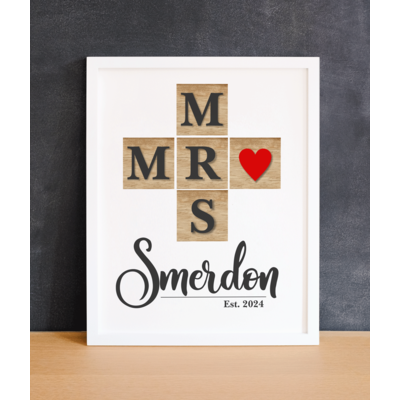 Mr & Mrs Scrabble Tile Print - Couple Gift