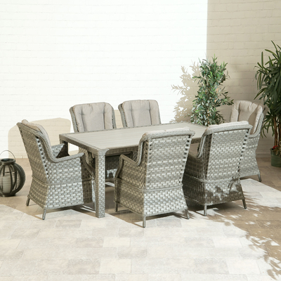 Portofino Outdoor Dining Garden Collection 1.9m Grey Rattan With Polywood