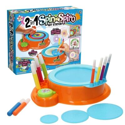 2 in 1 Spin & Spirograph Art Station With Pens & Paint