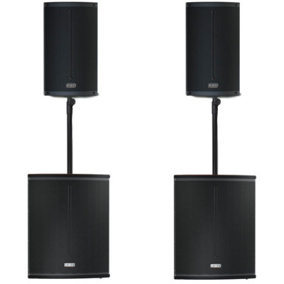 FBT X-Series Active System 5400W XLITE12A x2, X-SUB 118SA x2, Padded Bags and Poles