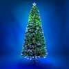 2ft - 6ft Green Fibre Optic Christmas Tree with Multi Coloured Fibre Optic Lights and Red Berries, 5FT