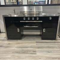 Ex Display Draco Grills Black 4 Burner Gas Barbecue Outdoor Kitchen Island with Sink and Side Burner-90102 