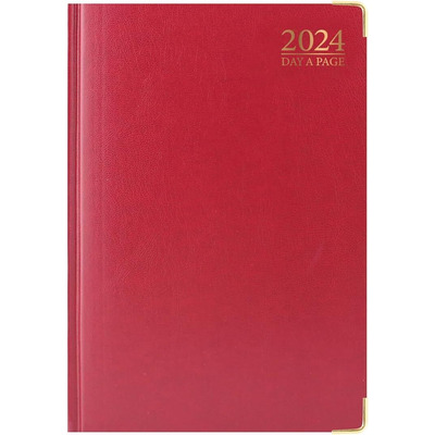 2024 A4 Padded Day A Page Casebound Diary Organiser Planner