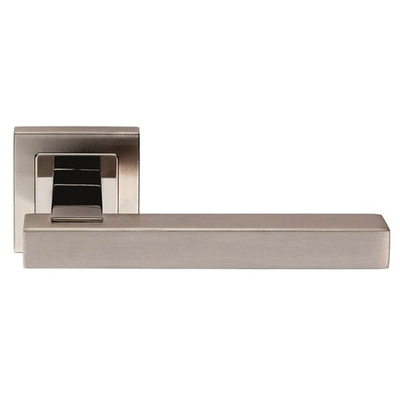 Eurospec Renzo Square Stainless Steel Door Handles - Polished & Satin Stainless Steel - SSL1405DUO (sold in pairs) DUAL FINISH POLISHED & SATIN