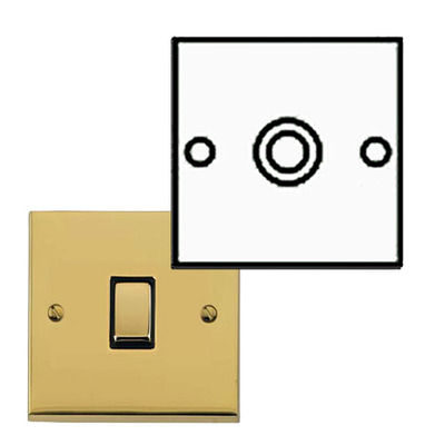 M Marcus Electrical Victorian Raised Plate 1 Gang Satellite Sockets, Polished Brass Finish, Black Or White Inset Trims - R01.825 POLISHED BRASS - BLACK INSET TRIM