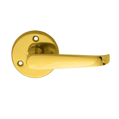 Carlisle Brass Victorian Door Handles On Round Rose, Polished Brass - M32 (sold in pairs) POLISHED BRASS
