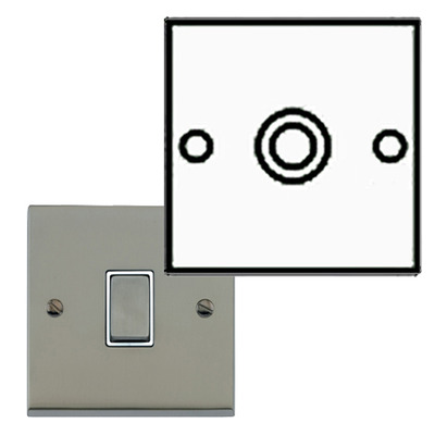 M Marcus Electrical Victorian Raised Plate 1 Gang Satellite Sockets, Satin Nickel Finish, Black Or White Inset Trims - R05.825 SATIN NICKEL - BLACK INSET TRIM
