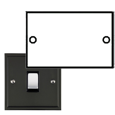 M Marcus Electrical Elite Stepped Plate Double Section Blank Plate - Black Nickel & Polished Chrome- S06.932 BLACK NICKEL FINISH