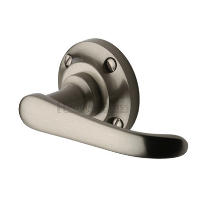 Heritage Brass Windsor Door Handles On Round Rose, Satin Nickel - V720-SN (sold in pairs) SATIN NICKEL