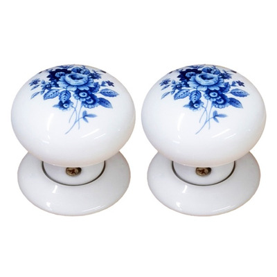 Chatsworth Floral Porcelain Mortice Door Knobs, Saxony - BUL602-7-SAX (sold in pairs) PORCELAIN SAXONY MORTICE KNOB