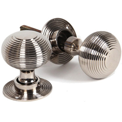 From The Anvil Beehive Mortice/Rim Knob Set, Polished Nickel - 83636 (sold in pairs) POLISHED NICKEL (HEAVY)