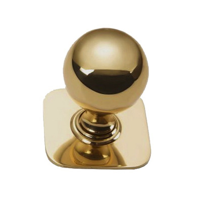 Croft Architectural Ball Centre Door Knob With Square Rose, Various Finishes Available* - 6406 POLISHED BRASS