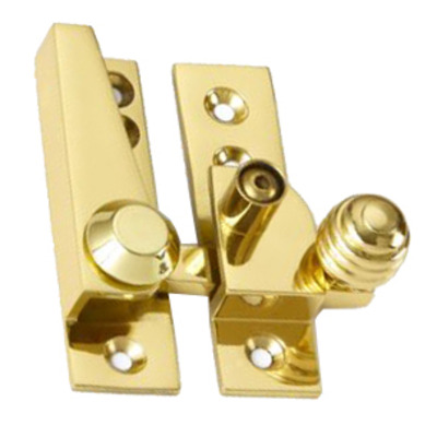 Croft Architectural Lockable Reeded Knob Sash Fastener, Various Finishes Available* - 1035L POLISHED BRASS