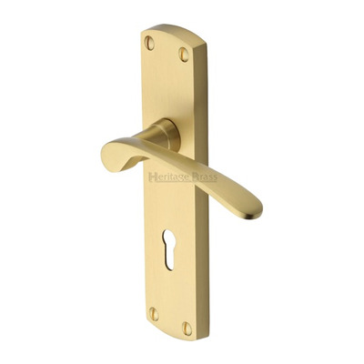 Heritage Brass Diplomat Satin Brass Door Handles - DIP7800-SB (sold in pairs) LOCK (WITH KEYHOLE)