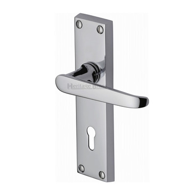 Heritage Brass Victoria Polished Chrome Door Handles - V3900-PC (sold in pairs) LOCK (WITH KEYHOLE)