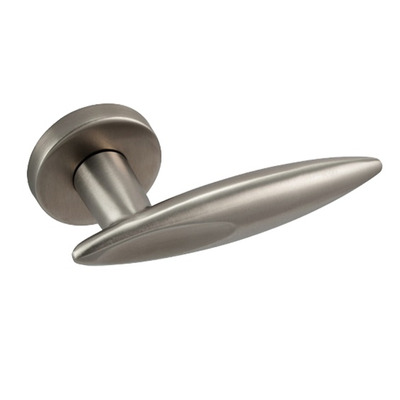 Eclipse Sphere Dual Force Lever On Round Rose, Satin Stainless Steel - 34708 (sold in pairs) SATIN STAINLESS STEEL