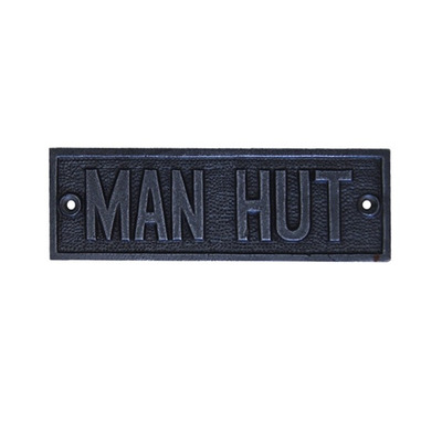 Cottingham Man Hut Plaque (150mm x 45mm), Antique Cast Iron - 01.342.AI.MH ANTIQUE CAST IRON - 45mm x 150mm