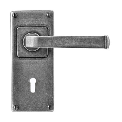 Finesse Allendale Jesmond Door Handles On Backplate, Pewter - FD074 (sold in pairs) BATHROOM (Please allow 1-3 weeks for delivery)