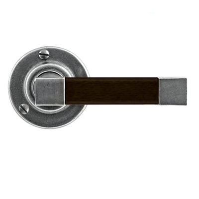 Finesse Eden American Black Walnut Door Handles On Round Rose, Walnut Wood & Pewter - FD156 (sold in pairs) WALNUT WOOD & SOLID PEWTER (Please allow 1-3 weeks for delivery)