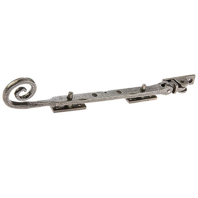 Frelan Hardware Valley Forge Curly Tail Window Casement Stay (8", 10" OR 12"), Pewter Patina - VF20 PEWTER PATINA - 243mm (10")