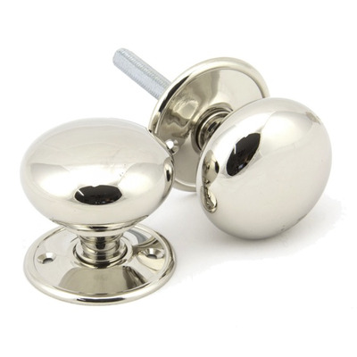 From The Anvil Mushroom Large (57mm) Mortice/Rim Knob Set, Polished Nickel - 91530 (sold in pairs) POLISHED NICKEL