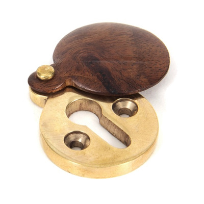 From The Anvil Standard Profile Round Escutcheon & Cover, Rosewood & Polished Brass - 83832 ROSEWOOD & POLISHED BRASS
