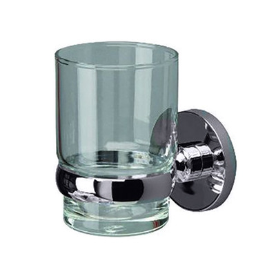 Prima Lily Collection Clear Glass Tumbler Holder, Polished Chrome - ML03 POLISHED CHROME WITH CLEAR GLASS